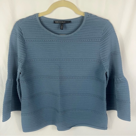 White House Black Market Tops - White House Black Market Blue Bell Sleeve Top